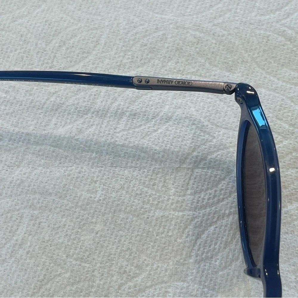 Giorgio Armani blue round sunglasses with metal trim men’s